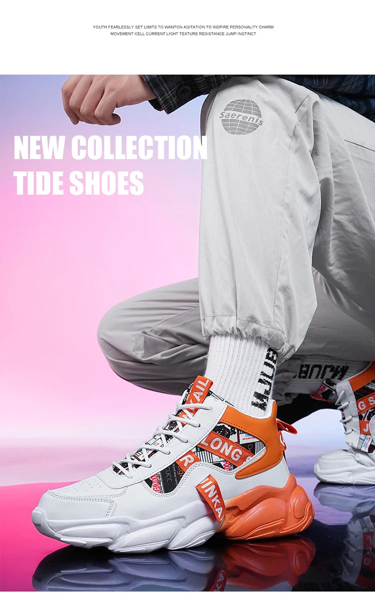 Autumn Winter Fashion Pink High Sneakers for Men Women Breathable Platform Shoes Man Trainers Outdoor Casual Sneakers Men 2025