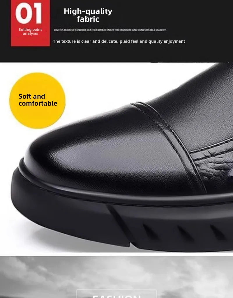 Luxury Men Boots Fashion High-top Platform Boot Classic Business Casual Leather Boots Winter Plush Warm Cotton Boots for Men2025