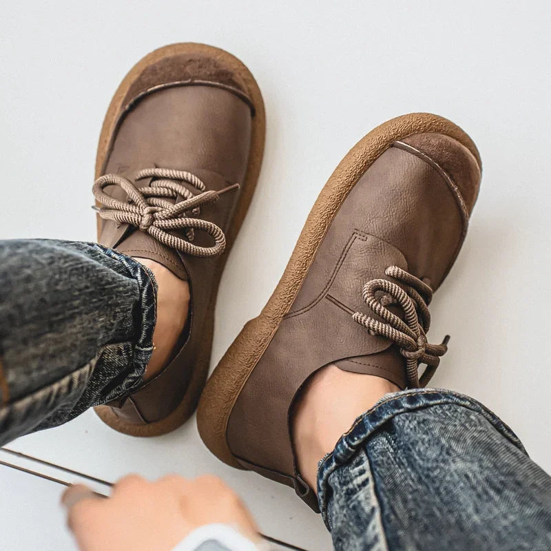 Men's Casual Shoes Comfortable Retro Men's Leather Casual Shoes Men's Fashion Retro Flat Boots for Men Shoes