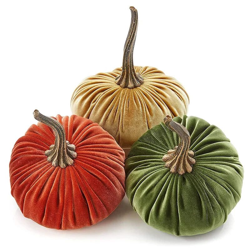 Handmade Velvet Pumpkins, Stuffed Small Pumpkins Artificial Cute Pumpkin Foam Halloween Thanksgiving Decor, DIY, Super Soft Fall