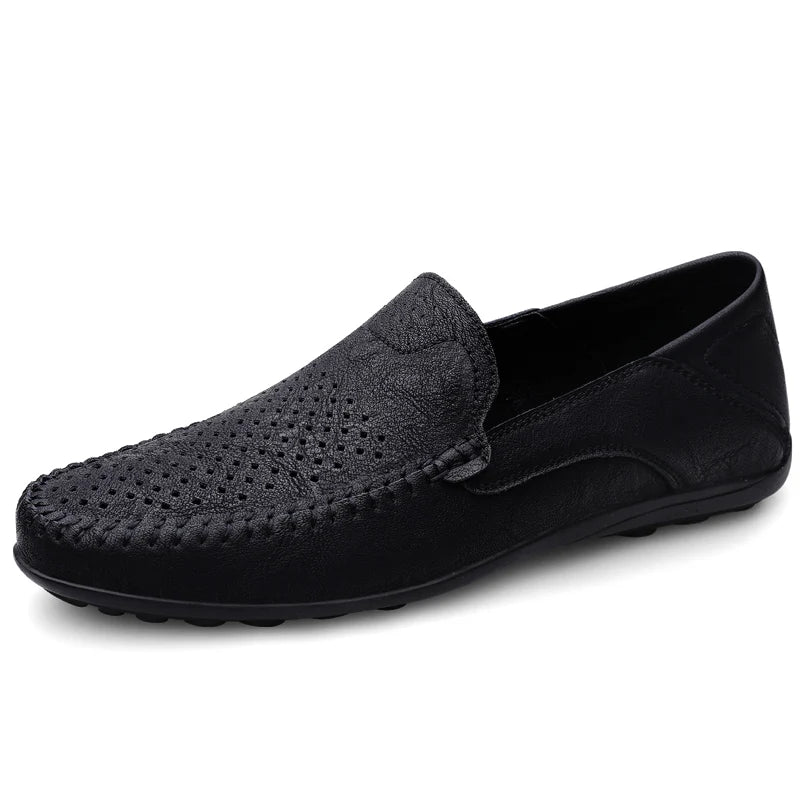 Men Shoes Casual Leather Hollow out Moccasins Men Breathable Slip on Driving Shoes Luxury Italian Men Loafers Plus Size 38-47