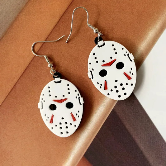 Hot Face Mask Earrings Face Hollow Personality Horror Movie Mask Earrings Halloween Acrylic Earrings Gift