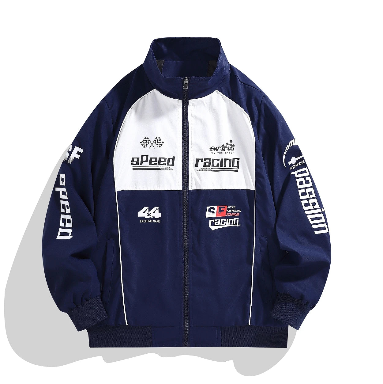 Men's Casual Sports Bomber Jacket - Racing Suit, Zipper Opening, Stand Collar, Long Sleeve with Letter Print - Perfect Matching Casual Wear