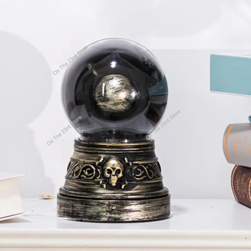 Crystal Ball with Blinking Green Evil Eye LED Gothic Decor Battery Operated Crystal Ball with Lights Sound Home Halloween