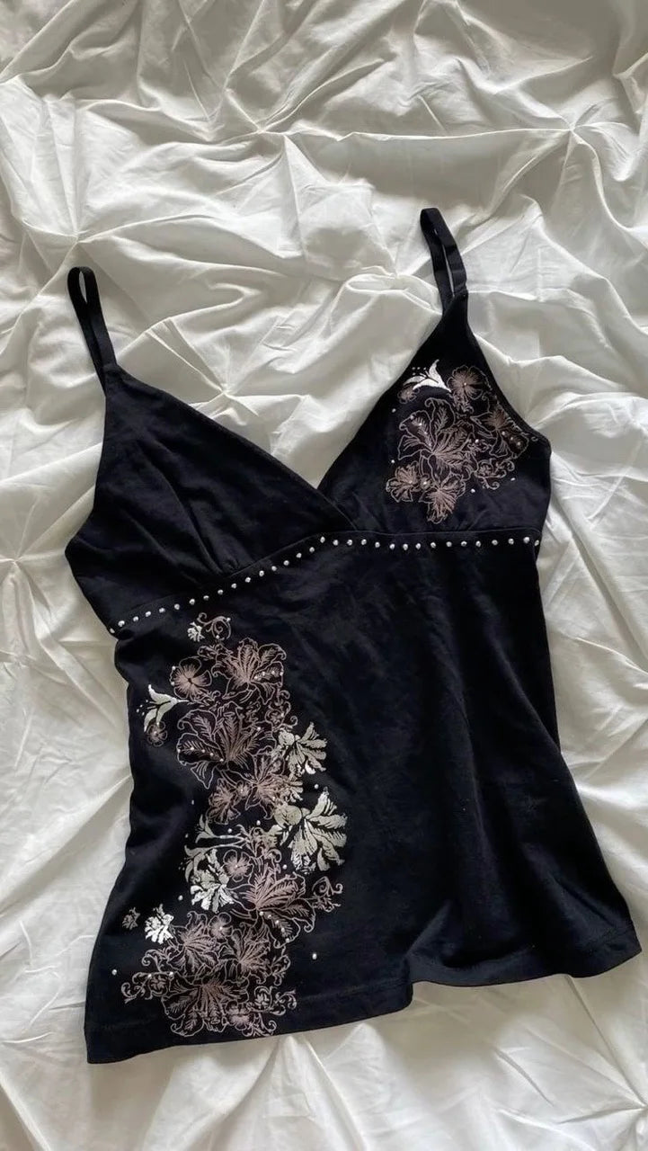Y2K Clothes 2000s Top Aesthetic Streetwear Emo Girls Tank Tops PunkGrunge Camisole Tops Sleeveless Womens Prints Cute Crop Tops