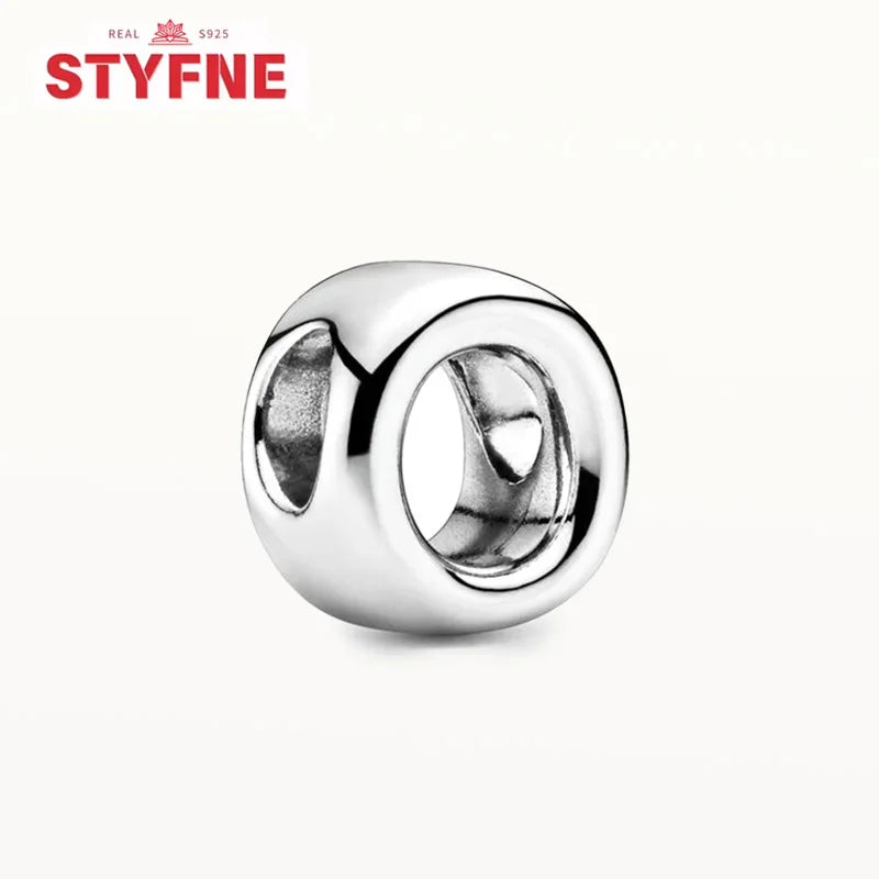 Silver 925 26 Letter A-Z Alphabet Charm Fine Beads Fit Original Charms Silver Bracelet DIY Fine Jewelry for Women Gifts Making