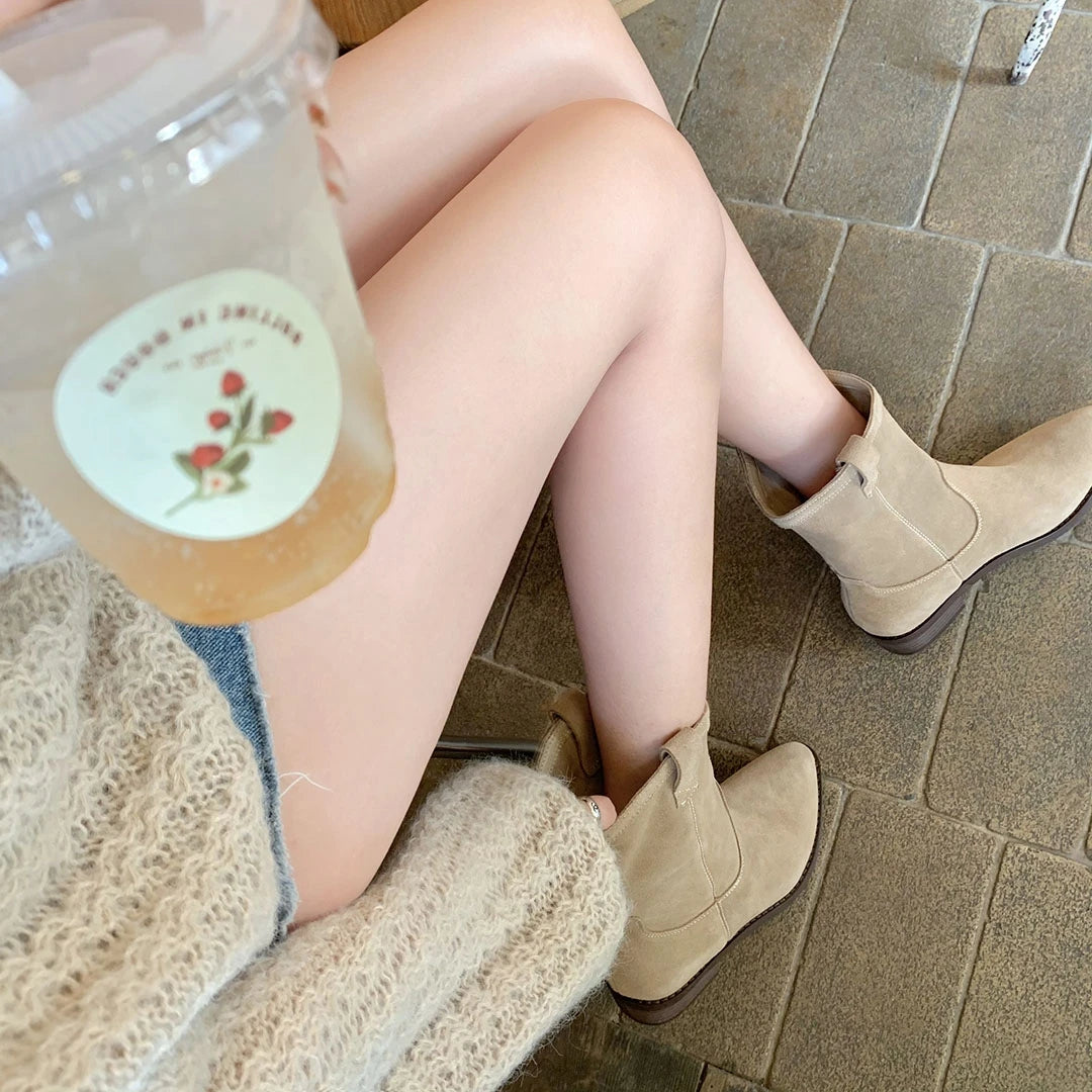 Genuine Leather Western Cowboy Boots Women's  Boots arp Toe Chunky Heel Autumn Winter Knight Sle Faion Boots
