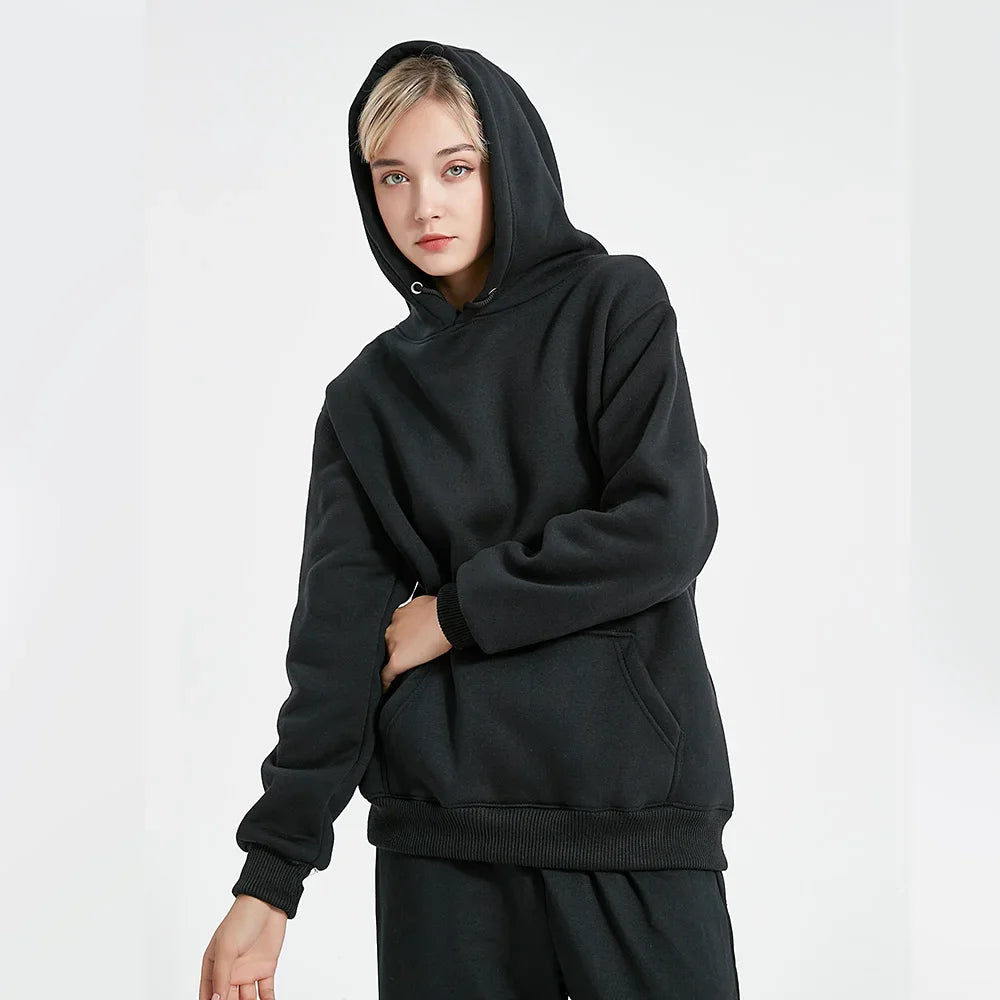 Spring Autumn Men Casual Hoodies Solid Color Fleece Warm Sweatshirts Oversize Male Tops Fashion Hoodie Pullover Multiple Colour