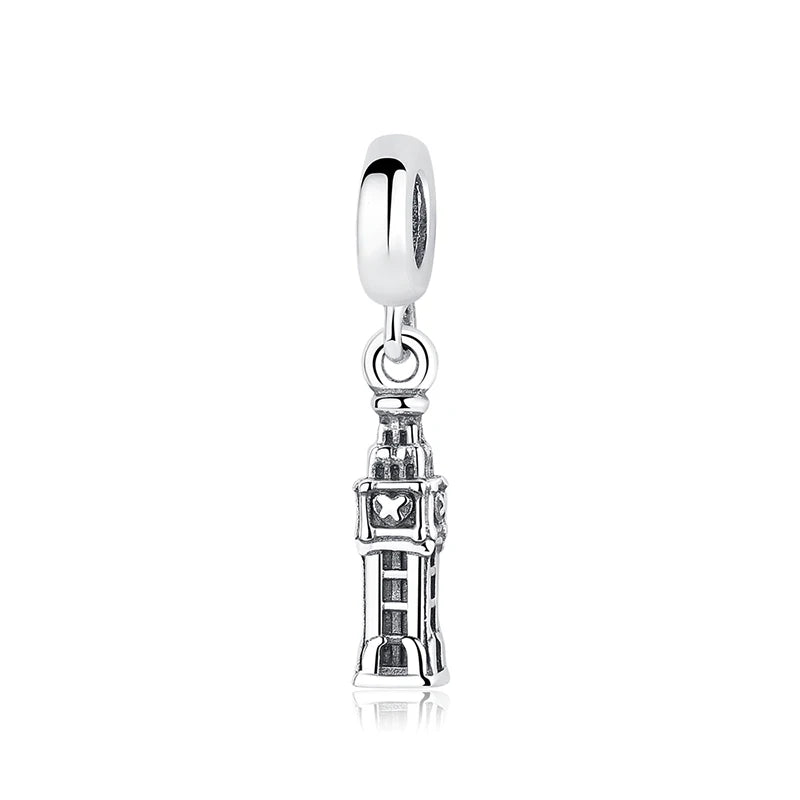 Original 925 Sterling Silver Charms Camera Suitcase London Bus Love Heart Beads Fit Bracelets Necklaces DIY Jewelry Women