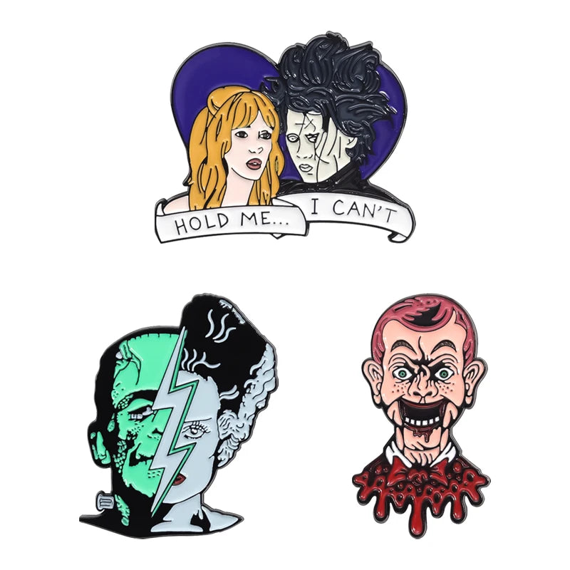 3pcs/sets Hard Enamel Pins Funny Creative Metal Brooches Jewelry Halloween Punk Cartoon Lapel Badge Accessories Gift for Friends