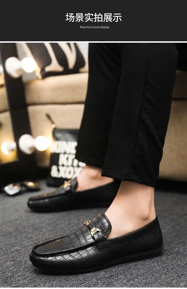 Autumn trend of 2025 men's bean shoes checkerboard casual men's shoes compound Leather men's flat shoes men's driving Size 39-46
