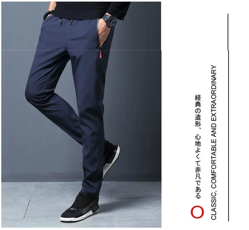 Men's Casual Pants Stretch Slim Fit Elastic Waist Jogger Korean Classic Blue Black Gray Male Brand Trousers Plus Size 4XL 5XL