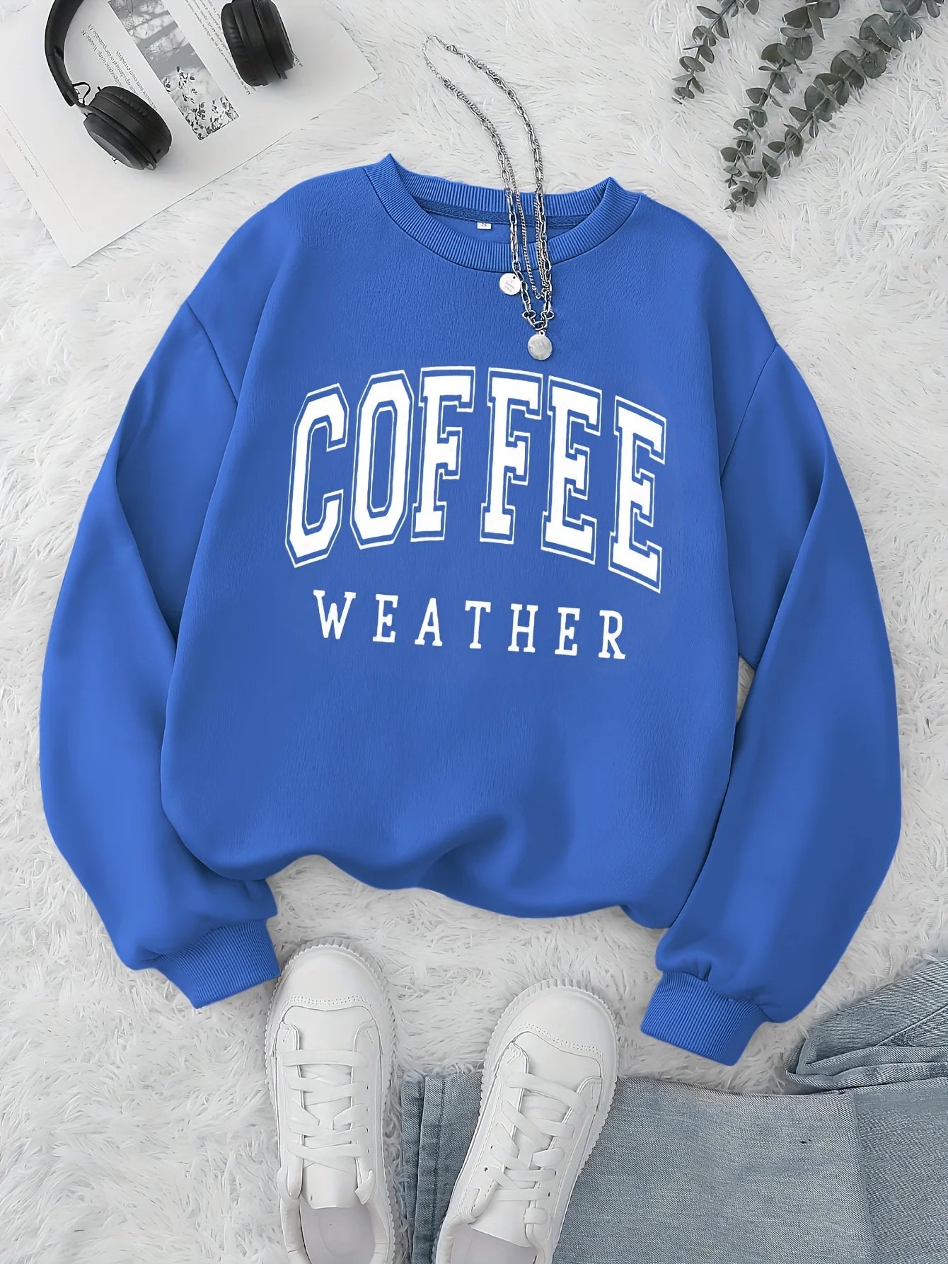 Women's autumn and winter loose casual comfortable letter print plus velvet long sleeved round neck hoodie pullover