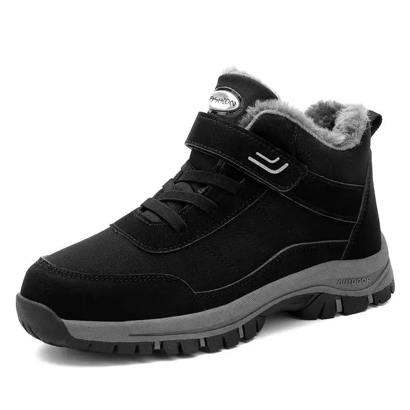 Winter Shoes for the Elderly, Old Beijing Cloth Shoes, Men's Cotton Shoes, Fleece-Lined, Warm, Waterproof, Non-Slip, Snow Boots for Middle-Aged and Elderly Parents