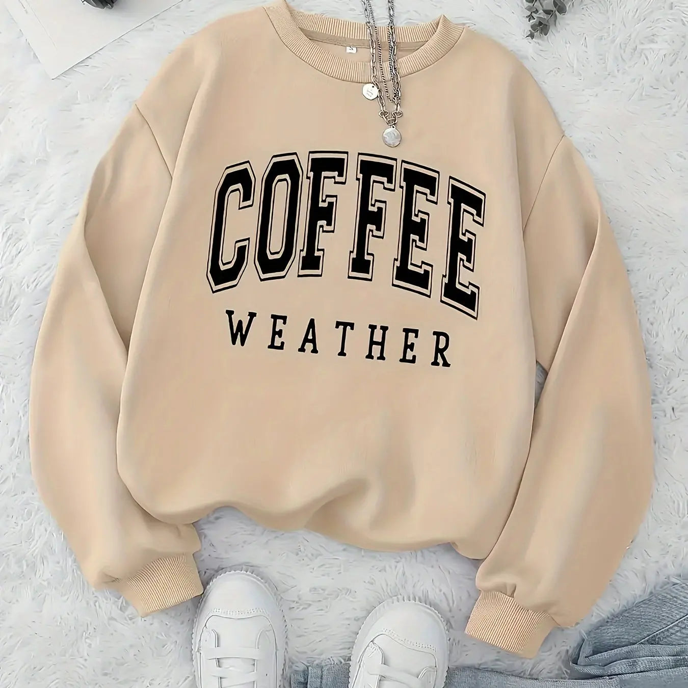 Women's autumn and winter loose casual comfortable letter print plus velvet long sleeved round neck hoodie pullover