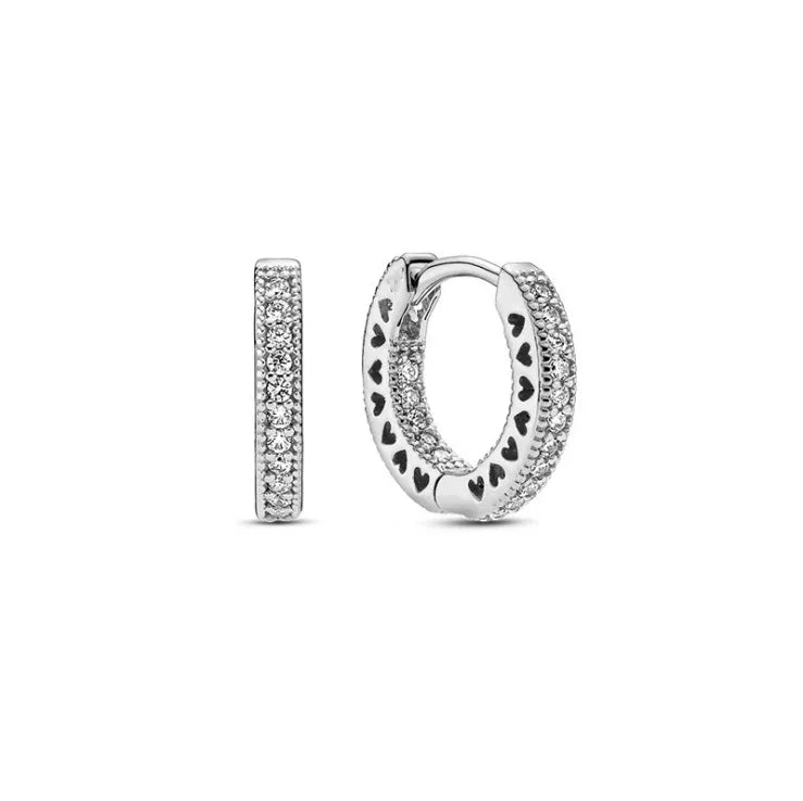 Sparkling Colorful Hoop Earrings 925 Sterling Silver Hypoallergenic Jewelry Embellished With Zircon Elegant Luxury Style Female