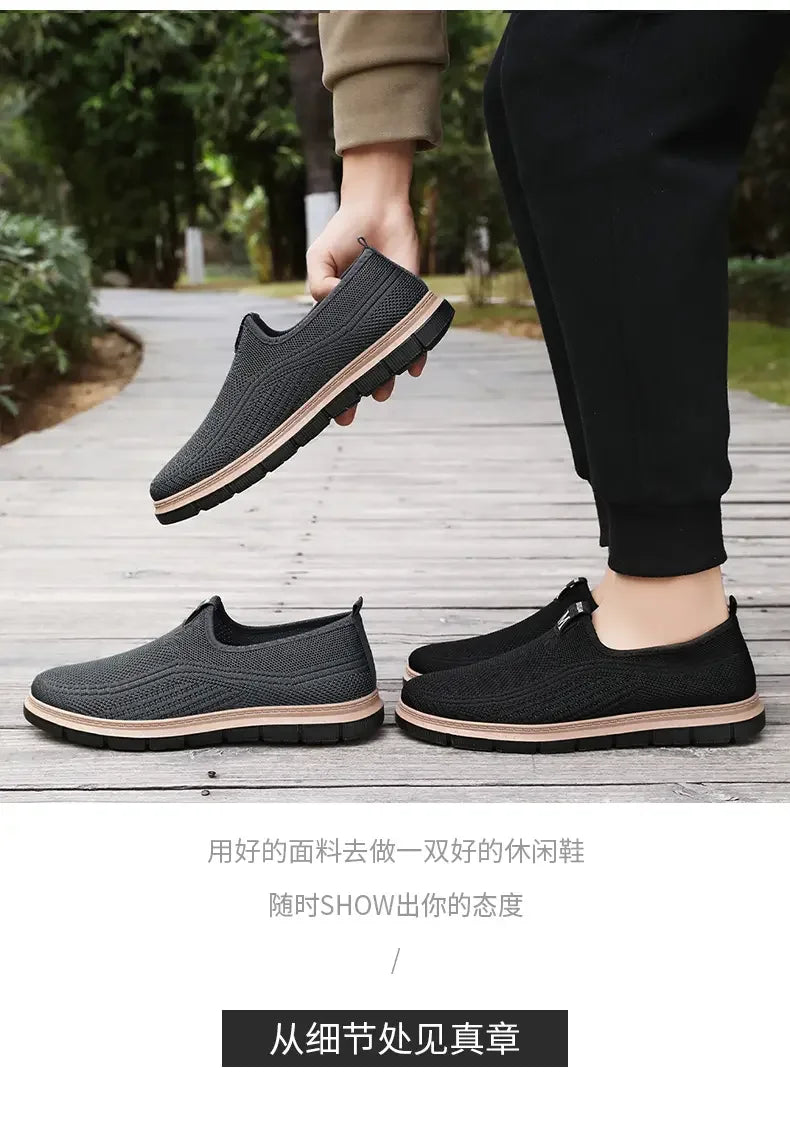 Men's Summer New Loafers Casual Cloth Shoes with Breathable Mesh and Versatile Sneaker Leisure Running Shoes Tenis Masculino