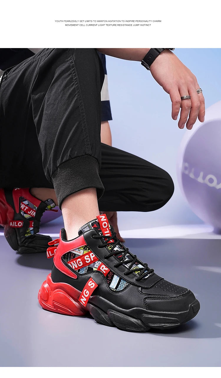 Autumn Winter Fashion Pink High Sneakers for Men Women Breathable Platform Shoes Man Trainers Outdoor Casual Sneakers Men 2025