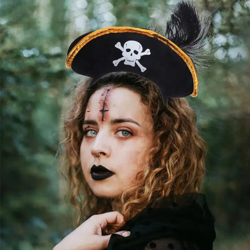 2 Pcs Pirate Captain Skull Hair Hoop Halloween Headdress Party Supplies Role Playing Cosplay Accessories Lightweight Reusable