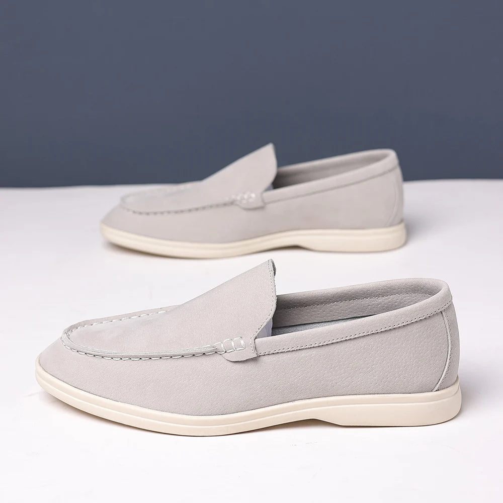 Brand Men's Suede Loafers Soft Leather Slip-On Shoes Comfortable Flat for Men Non-Slip Walking Shoes Casual Wear Business Shoes