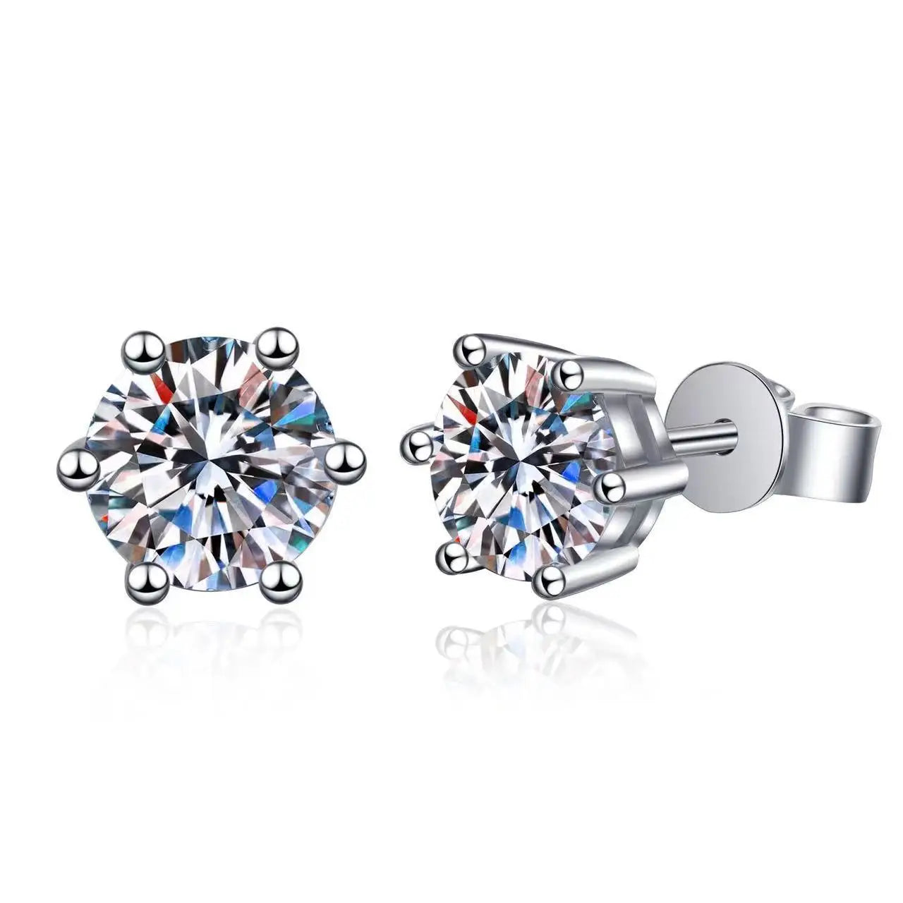 TY D Color Brilliant Round Cut Lab Moissanite Dia Stud Earrings For Women 925 Sterling Silver Plated Wedding Fine Jewelry Gift