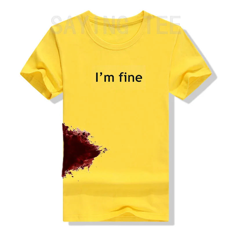 I'm Fine Graphic Novelty Sarcastic Movie Halloween Costume Humor Scary Funny T Shirt Gifts for Women Men Clothing Graphic Tee