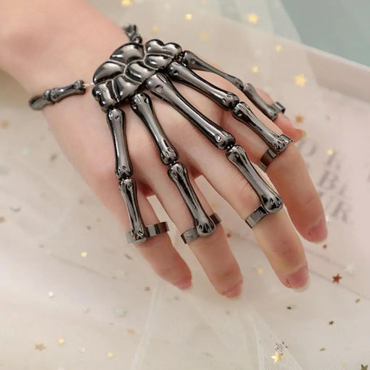 Halloween Hands Bracelet Skeleton Hand Ghost Claw Punk Exaggerated Style Adjustable Elastic Cord Spooky Skull Fingers Wristband