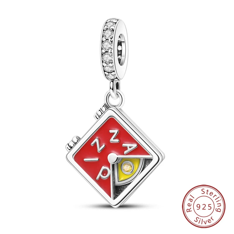 Original 925 Sterling Silver Red Charm Beads Red Wine Chili Dumbbell Pendant For Women Fit DIY Bracelet Birthday Jewelry Gift