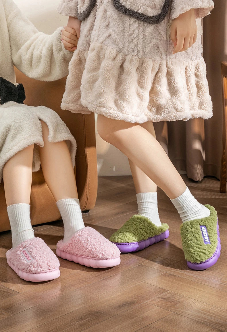 Warm Plush Winter Shoes Men Women Indoor Slippers Letter Anti-slip Soft Fur Couple Home Floor Cotton Slipper House Shoes 2023