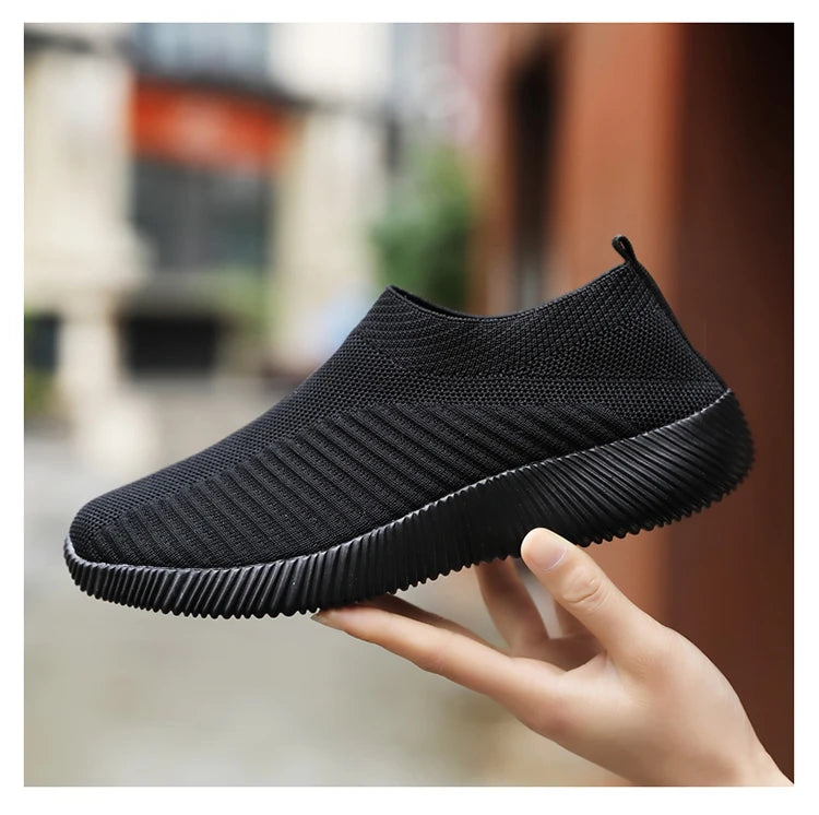 Women Vulcanized Shoes High Quality Women Sneakers Slip On Flats Shoes Women Loafers Plus Size 43 Walking Flat