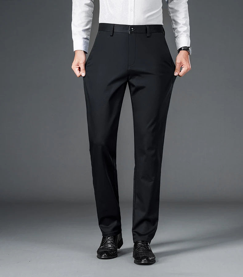 Men's smart casual pants elastic sports men's quick drying pants spring and autumn straight leg office black navy blue work pant