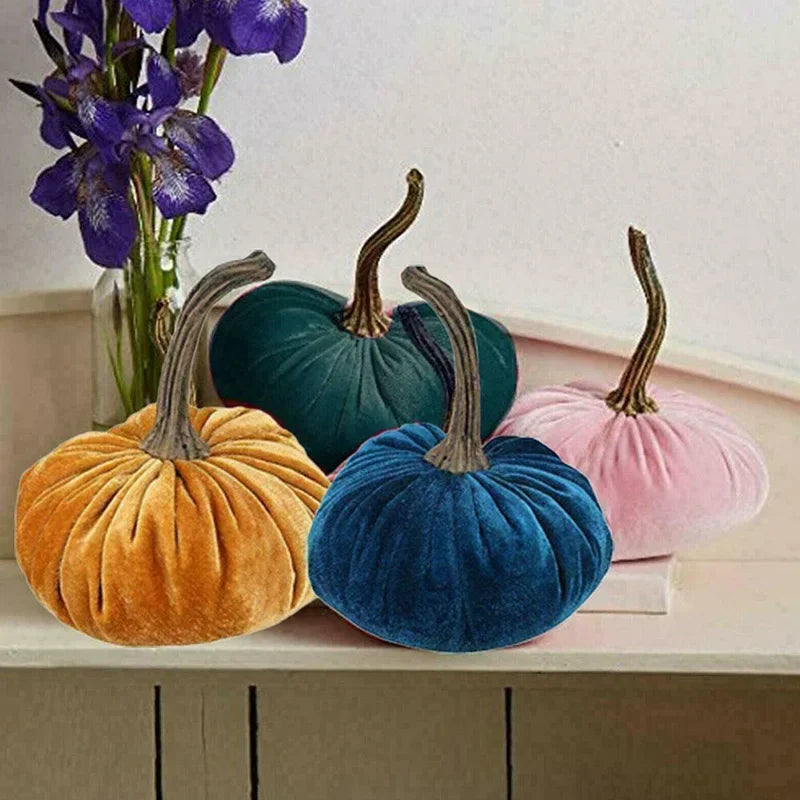 Handmade Velvet Pumpkins, Stuffed Small Pumpkins Artificial Cute Pumpkin Foam Halloween Thanksgiving Decor, DIY, Super Soft Fall
