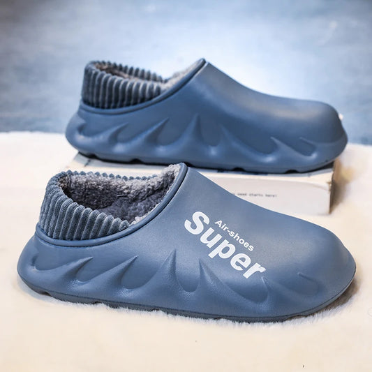 Winter Men Warm Slippers Cotton Slippers Outdoor Indoor Warm Shoes Men's Couple Home Bedroom Plush Slippers Big Size 46 47 48 49