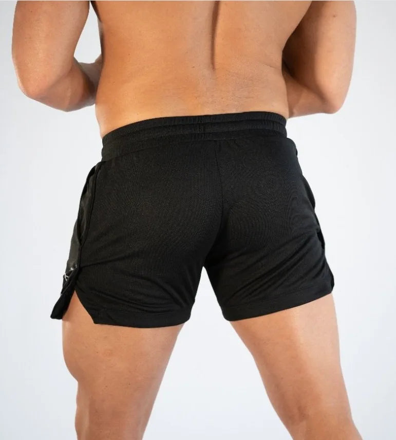 Summer thin mesh sports shorts men's breathable trend muscle fitness training three point pants running casual sports shorts