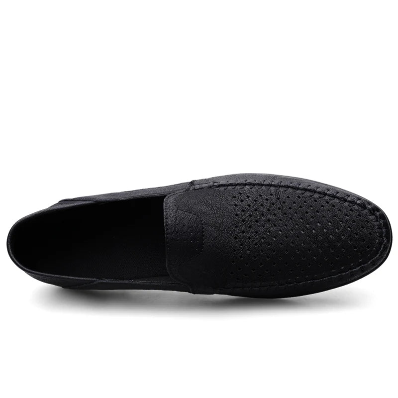 Men Shoes Casual Leather Hollow out Moccasins Men Breathable Slip on Driving Shoes Luxury Italian Men Loafers Plus Size 38-47