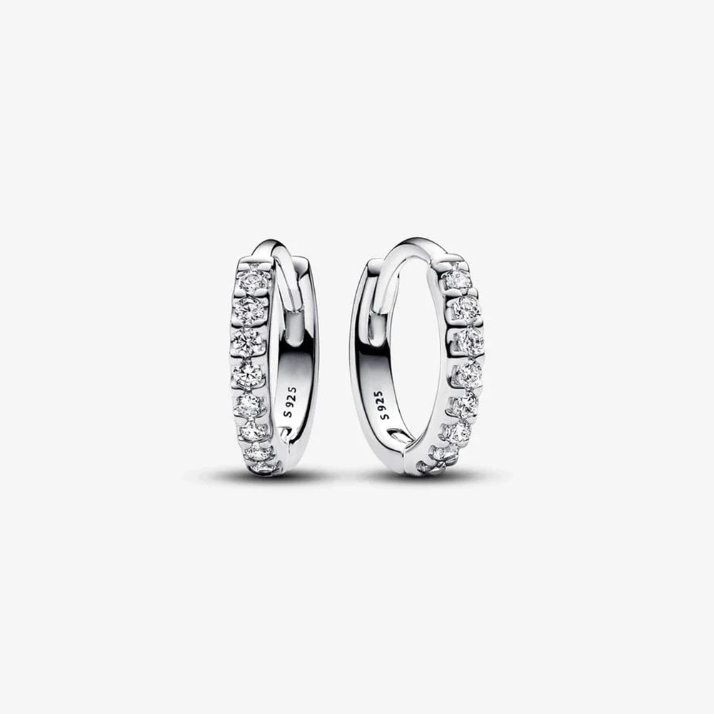 Sparkling Colorful Hoop Earrings 925 Sterling Silver Hypoallergenic Jewelry Embellished With Zircon Elegant Luxury Style Female