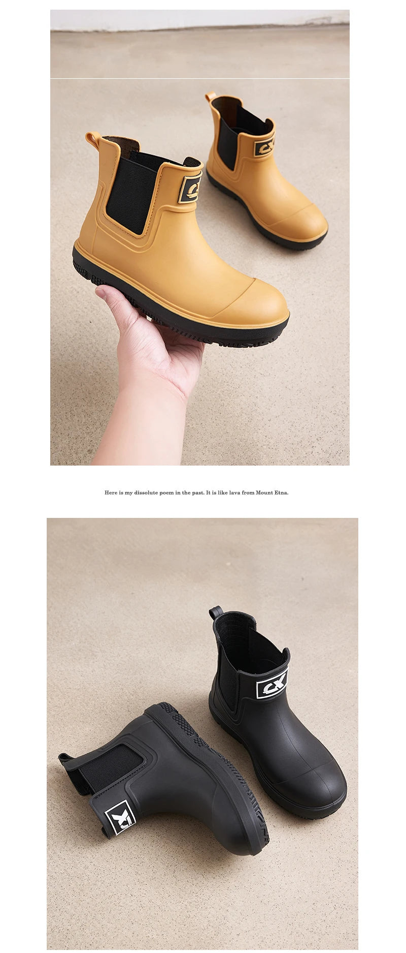 Versatile Casual Waterproof Men's Rain Shoes Short Boot Fleece Lined Warm Non-slip Wear Resistant Comfortable Outdoor Wear