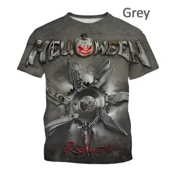 2024 hot selling new heavy metal rock band Halloween 3D printed men's T-shirt casual round neck short sleeved unisex T-shirt top