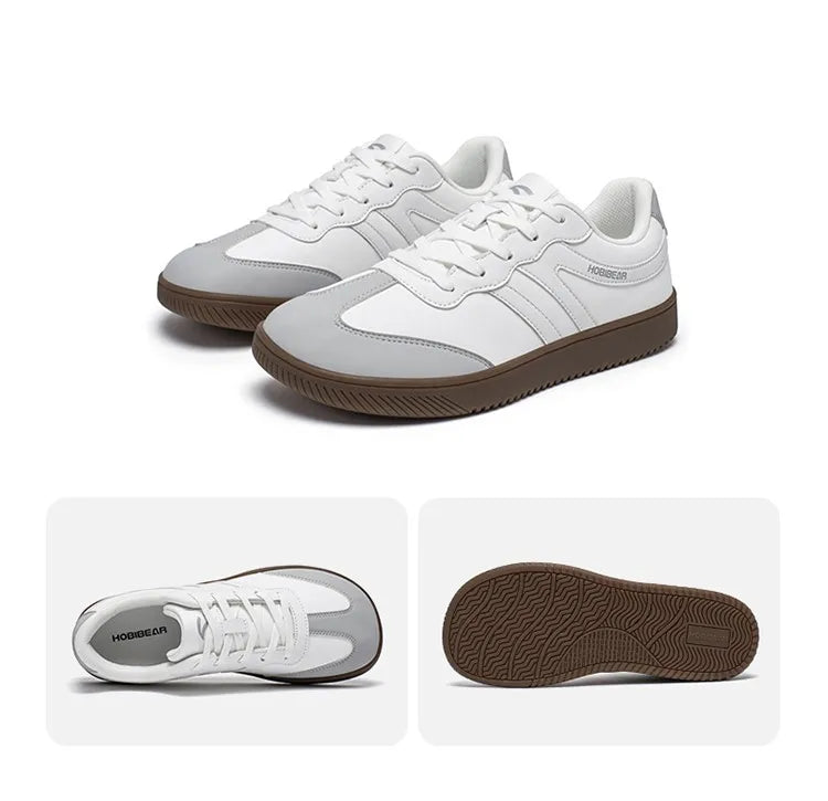 HOBIBEAR Unisex Wide Toe Shoes Artificial Leather Sneakers Casual Lace Up Retro Fashion Shoes for Women Men