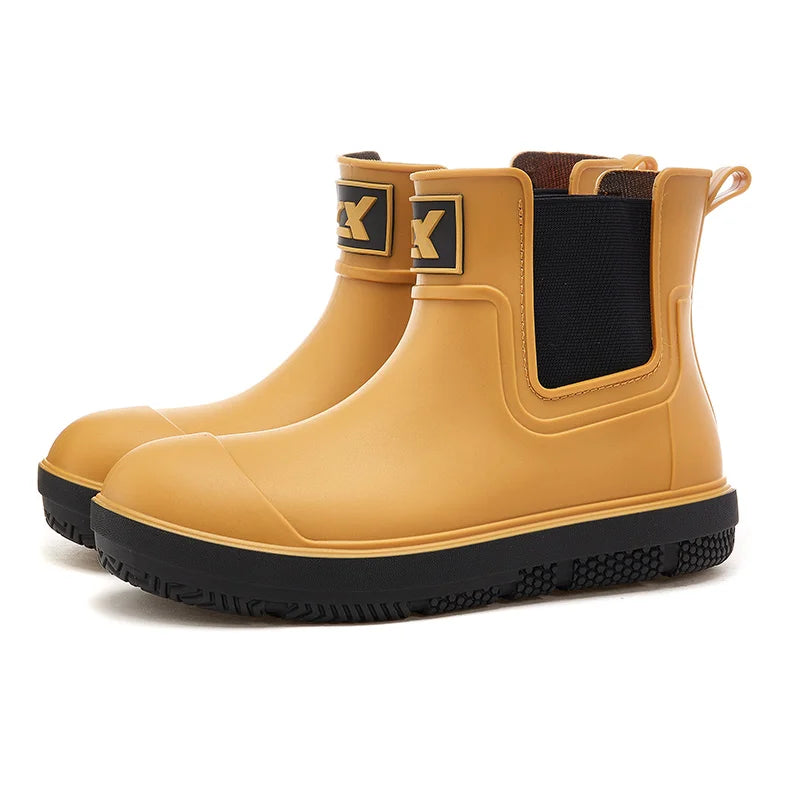 Versatile Casual Waterproof Men's Rain Shoes Short Boot Fleece Lined Warm Non-slip Wear Resistant Comfortable Outdoor Wear