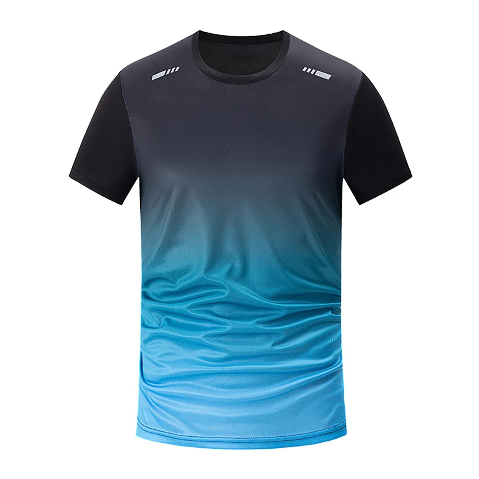 1/2/4/6-piece Men's Seasonal Sports Style Gradient Quick Drying Multi-color Short Sleeved Top Casual Running Black Shorts Set