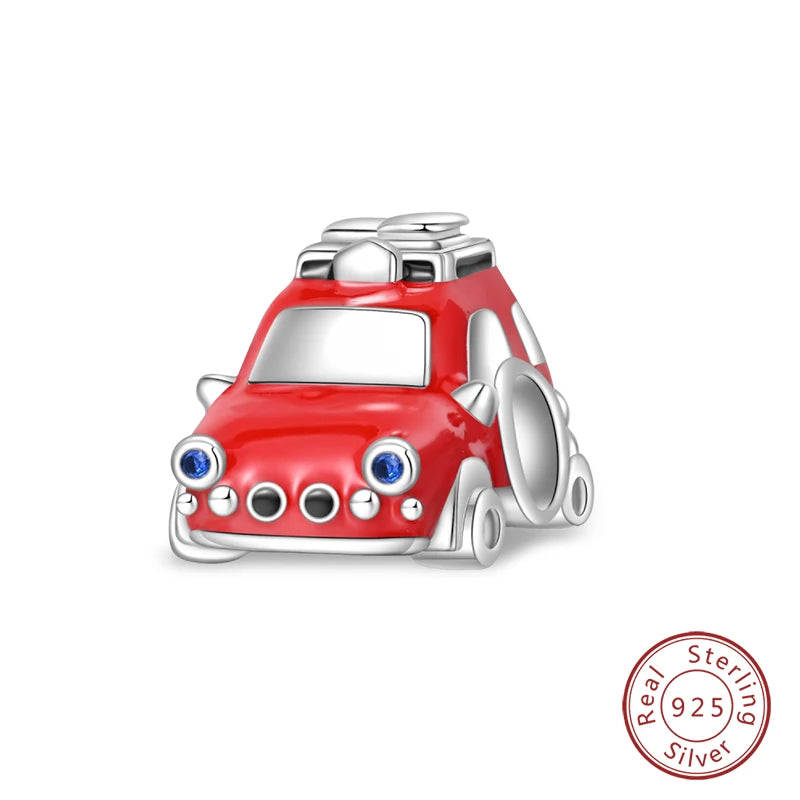 Original 925 Sterling Silver Red Charm Beads Red Wine Chili Dumbbell Pendant For Women Fit DIY Bracelet Birthday Jewelry Gift