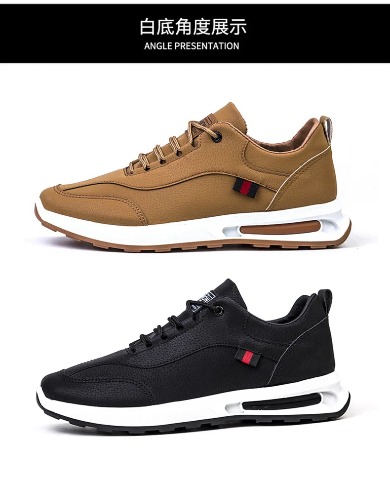 Men's PU Leather Sneakers Business Casual Shoes for Man Outdoor Breathable Sneakers Male Fashion Loafers Walking Footwear Tenis