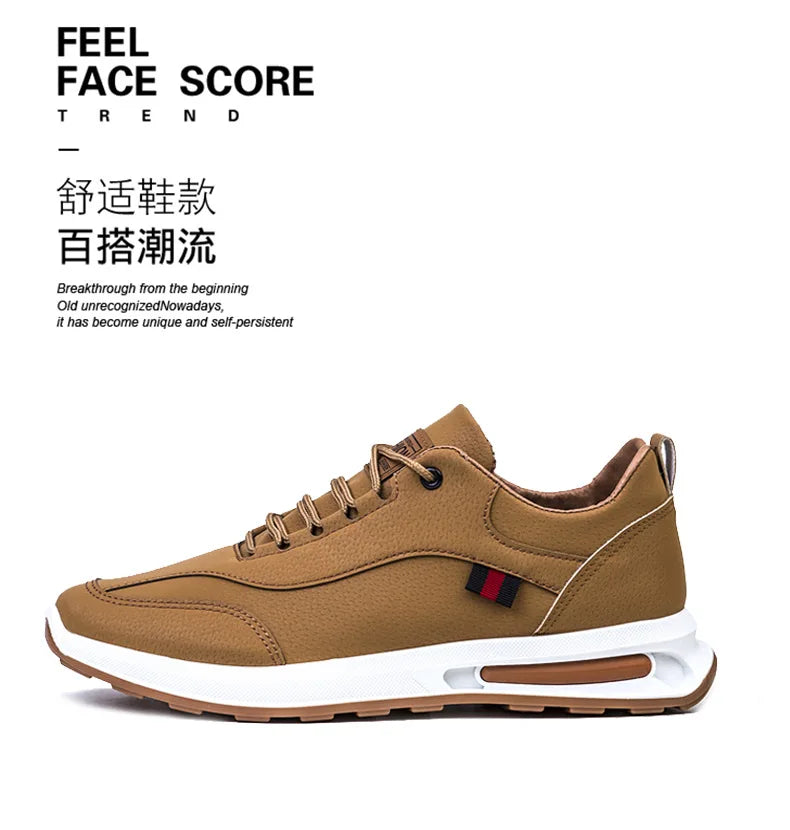 Men's PU Leather Sneakers Business Casual Shoes for Man Outdoor Breathable Sneakers Male Fashion Loafers Walking Footwear Tenis