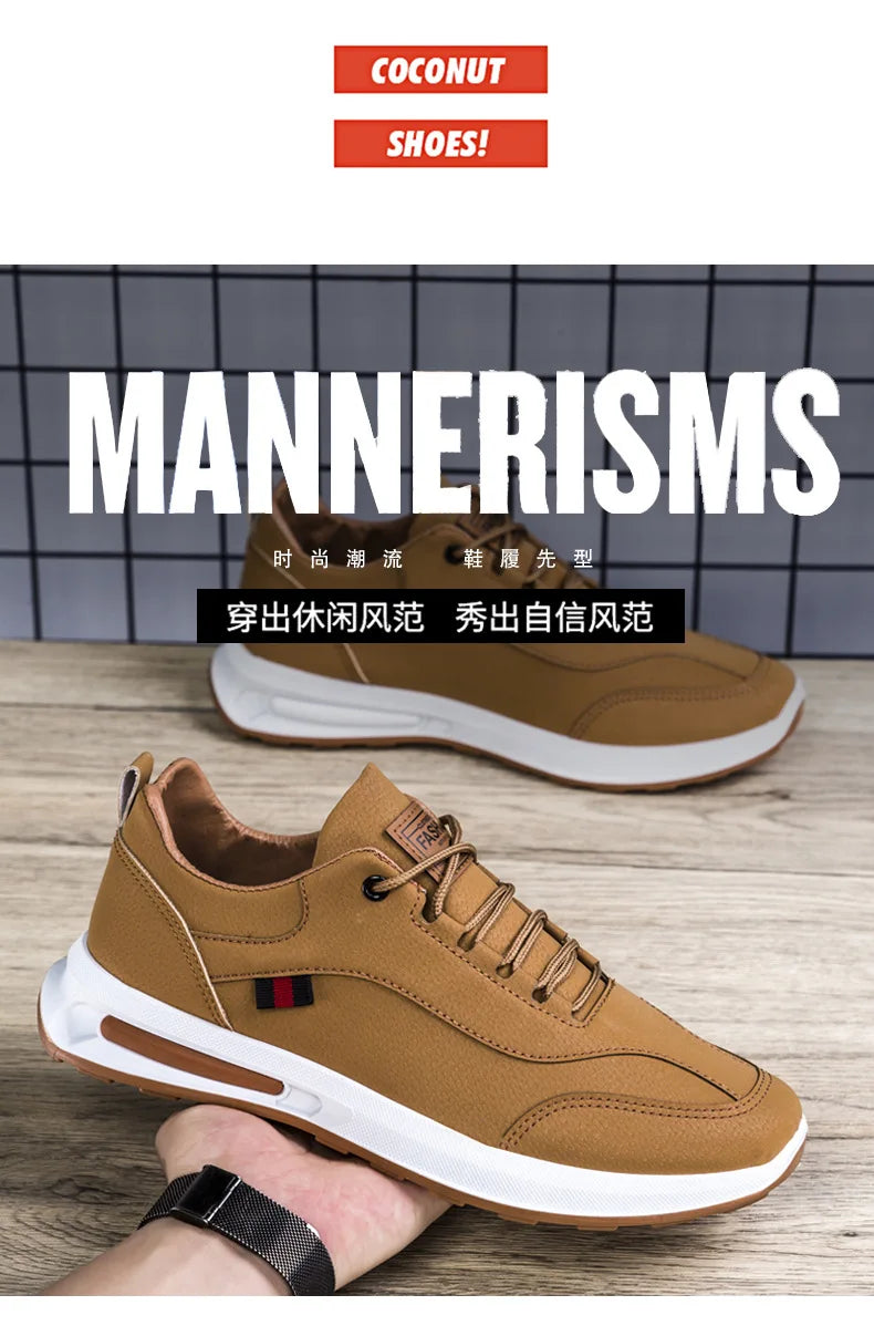 Men's PU Leather Sneakers Business Casual Shoes for Man Outdoor Breathable Sneakers Male Fashion Loafers Walking Footwear Tenis