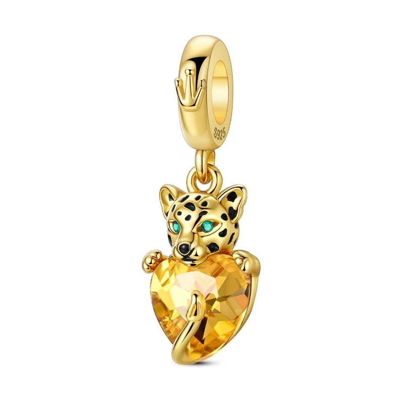 New 925 Sterling Silver Two Tone Golden Sunflower Lucky Stars Charm Fit Bracelet & Necklace Sun Moon Diamond Charm Jewelry DIY