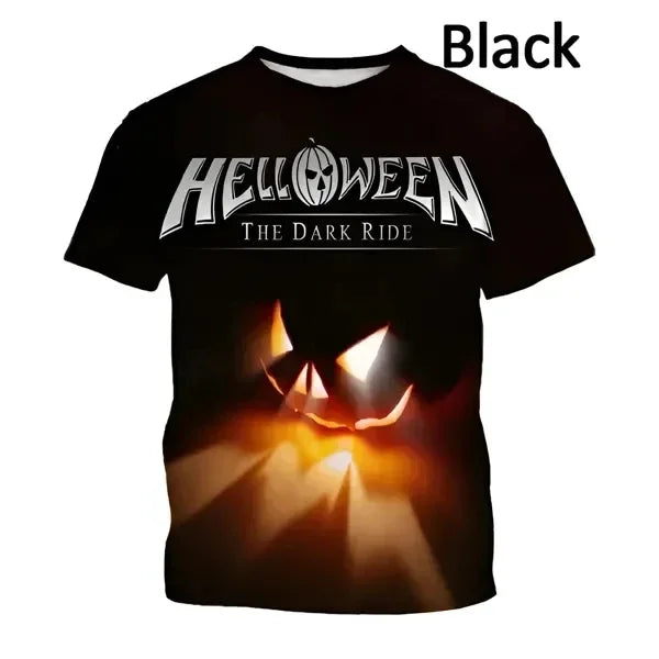 2024 hot selling new heavy metal rock band Halloween 3D printed men's T-shirt casual round neck short sleeved unisex T-shirt top
