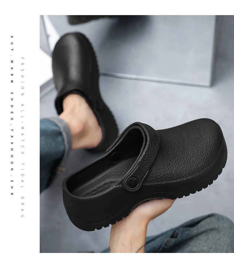 Summer Chef Shoes for Man Sport Sandals Flat Non Slip Clogs Kitchen Shoe Multi Occasion Multi Crowd Work Shoes Walking Slippers