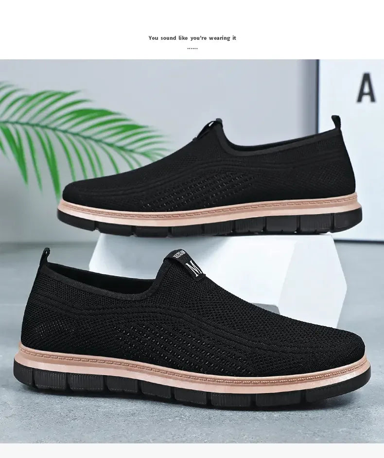 Men's Summer New Loafers Casual Cloth Shoes with Breathable Mesh and Versatile Sneaker Leisure Running Shoes Tenis Masculino
