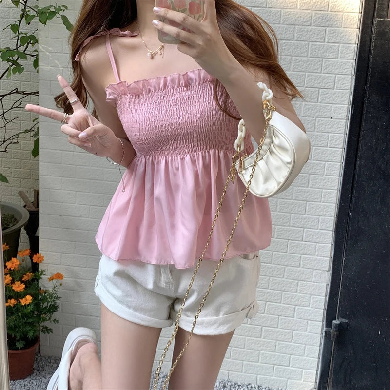 Women Elegant Top Solid Color Fashion Hotsweet Basics Backless Casual Y2k Camis Sexy Clothes
